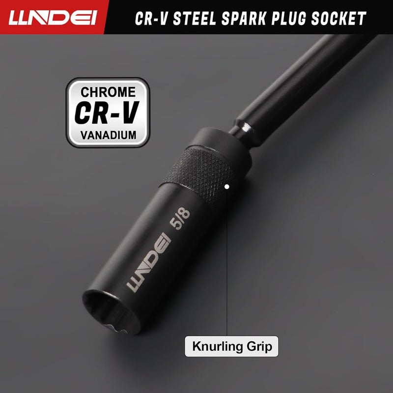 LLNDEI 5/8" Swivel Magnetic Spark Plug Socket, 360 Degree Spark Plug Socket 3/8" Drive 11" Length, Strong Magnetic Grip Swivel Sockets for Efficient Changes, CR-V Steel - Image 5